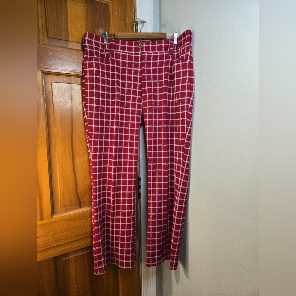 Vintage Permanent Press Red and White Checkered Pants Sz 42 XL